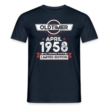 65. Geburtstag Mann Oldtimer April Jahrgang 1958 - Männer T-Shirt - Navy - Vorne - AI Model Male 178 light (178cm)