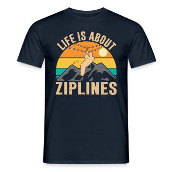 Life consists of ziplines Sport Ziplining - Men's T-Shirt - navy - Front - AI Model Male 178 light (178cm)