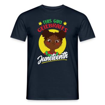 This Girl Celebrates the Juneteenth Black 1865 - Men's T-Shirt - navy - Front - AI Model Male 178 light (178cm)