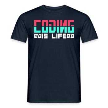 Coding Ist Leben Programmierer Coder Code - Männer T-Shirt - Navy - Vorne - AI Model Male 178 light (178cm)