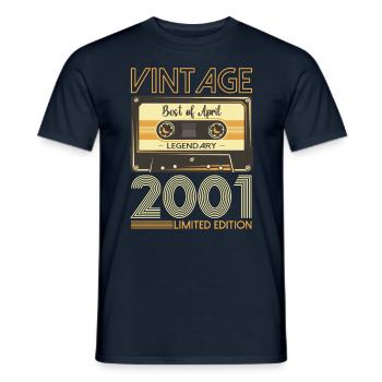 22nd birthday man cassette April born 2001 - Men's T-Shirt - navy - Front - AI Model Male 178 light (178cm)