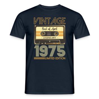 48th Birthday Man Cassette April Vintage 1975 - Men's T-Shirt - navy - Front - AI Model Male 178 light (178cm)