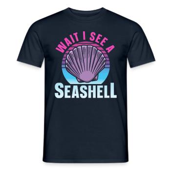 Wait I see a shell collecting shells - Men's T-Shirt - navy - Front - AI Model Male 178 light (178cm)