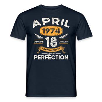 49e anniversaire homme avril né en 1974 légendaire - T-shirt homme - marine - Devant - AI Model Male 178 light (178cm)