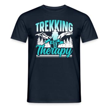 Le trekking est ma thérapie Randonneurs Randonnée - T-shirt homme - marine - Devant - AI Model Male 178 light (178cm)