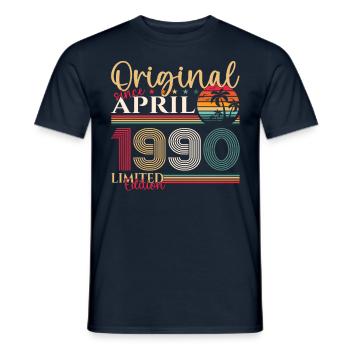 33rd birthday man April Born 1990 Original - Men's T-Shirt - navy - Front - AI Model Male 178 light (178cm)