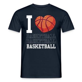 I love basketball team basketball players - Men's T-Shirt - navy - Front - AI Model Male 178 light (178cm)