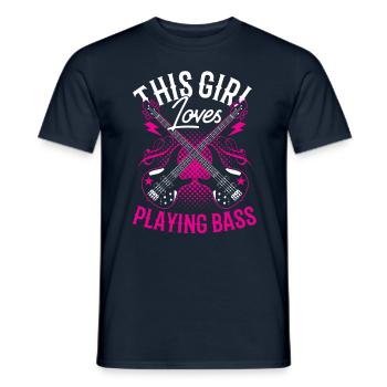 Cette fille adore jouer du bassiste - T-shirt homme - marine - Devant - AI Model Male 178 light (178cm)