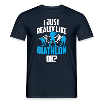 J’aime beaucoup le biathlon biathlète biathlète - T-shirt homme - marine - Devant - AI Model Male 178 light (178cm)