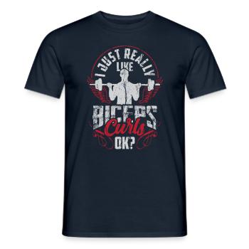 J’aime vraiment les muscles des biceps - T-shirt homme - marine - Devant - AI Model Male 178 light (178cm)