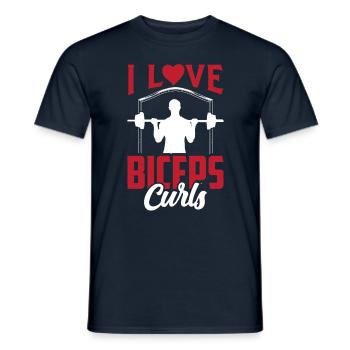 J’adore biceps boucles dictons muscles biceps - T-shirt homme - marine - Devant - AI Model Male 178 light (178cm)