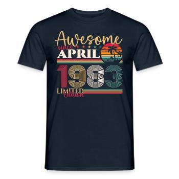 40th birthday man April Born 1983 Awesome - Men's T-Shirt - navy - Front - AI Model Male 178 light (178cm)