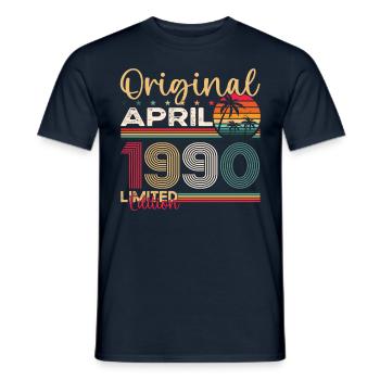 33rd birthday man April Born 1990 Original - Men's T-Shirt - navy - Front - AI Model Male 178 light (178cm)