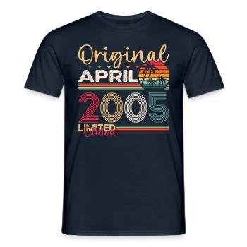 18e anniversaire homme April Born 2005 Original - T-shirt homme - marine - Devant - AI Model Male 178 light (178cm)