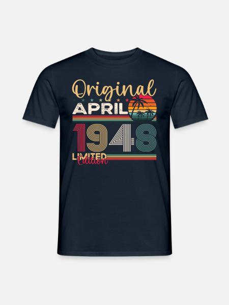 75 Geburtstag Mann April Jahrgang 1948 Original - Männer T-Shirt - Navy