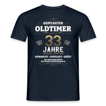 33. Geburtstag Mann Oldtimer Jahrgang 1990 - Männer T-Shirt - Navy - Vorne - AI Model Male 178 light (178cm)