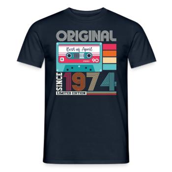 49th birthday man April Born 1974 Cassette - Men's T-Shirt - navy - Front - AI Model Male 178 light (178cm)