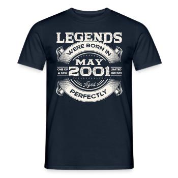 22nd Birthday Man May Vintage 2001 Legendary - Men's T-Shirt - navy - Front - AI Model Male 178 light (178cm)