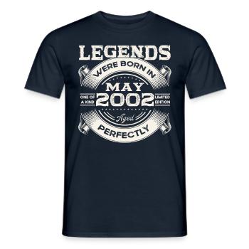 21st Birthday Man May Vintage 2002 Legendary - Men's T-Shirt - navy - Front - AI Model Male 178 light (178cm)