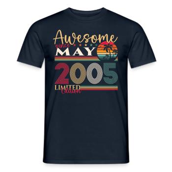 18th Birthday Man Woman Awesome May Vintage 2005 - Men's T-Shirt - navy - Front - AI Model Male 178 light (178cm)