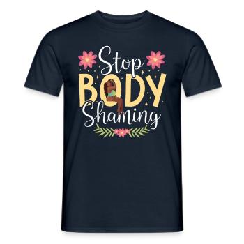 No more body shaming Bodyshaming annoyance - Men's T-Shirt - navy - Front - AI Model Male 178 light (178cm)
