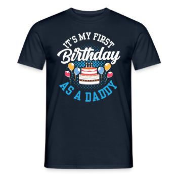 Mon premier anniversaire en tant que papa fête papa papa papa papa - T-shirt homme - marine - Devant - AI Model Male 178 light (178cm)