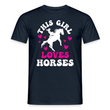 Cette fille aime les chevaux à cheval cavalier - T-shirt homme - marine - Devant - AI Model Male 178 light (178cm)