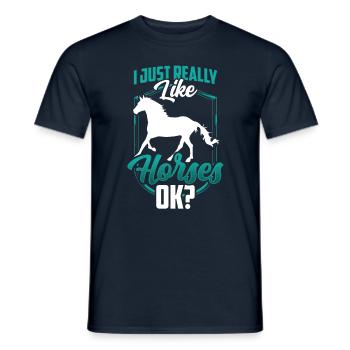 J’aime beaucoup monter à cheval Cavalier - T-shirt homme - marine - Devant - AI Model Male 178 light (178cm)