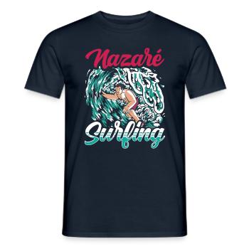 Nazaré Surfing Waves Surfer Surfing - Men's T-Shirt - navy - Front - AI Model Male 178 light (178cm)