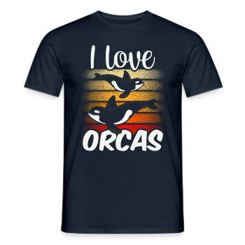 I love orcas shooters whale orca sea - Men's T-Shirt - navy - Front - AI Model Male 178 light (178cm)