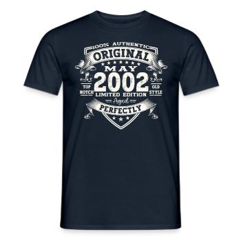 21st Birthday Man Original May Vintage 2002 - Men's T-Shirt - navy - Front - AI Model Male 178 light (178cm)
