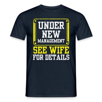 Under new management, see Wife Pension for details - Men's T-Shirt - navy - Front - AI Model Male 178 light (178cm)