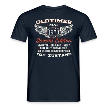 50. Geburtstag Mann Oldtimer Mai Jahrgang 1973 - Männer T-Shirt - Navy - Vorne - AI Model Male 178 light (178cm)
