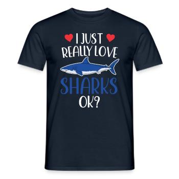 J’aime les requins vraiment ok requin à dents de requin - T-shirt homme - marine - Devant - AI Model Male 178 light (178cm)