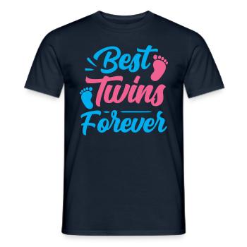 Best Twins Forever Funny Humor Gemini - Men's T-Shirt - navy - Front - AI Model Male 178 light (178cm)