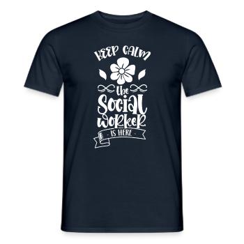 Restez calme Le travailleur social est là Formation - T-shirt homme - marine - Devant - AI Model Male 178 light (178cm)