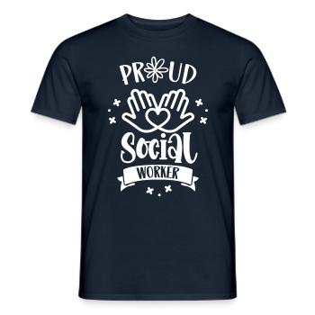 Fier travailleur social de formation - T-shirt homme - marine - Devant - AI Model Male 178 light (178cm)