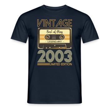 20 Birthday Man Woman Cassette May Vintage 2003 - T-shirt homme - marine - Devant - AI Model Male 178 light (178cm)