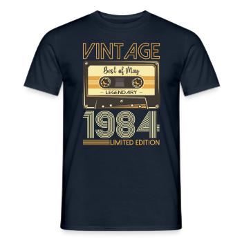39 Birthday Man Woman Cassette Mai 1984 - T-shirt homme - marine - Devant - AI Model Male 178 light (178cm)