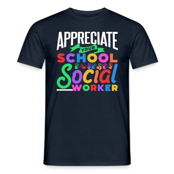 Appréciez votre profession de travailleur social scolaire - T-shirt homme - marine - Devant - AI Model Male 178 light (178cm)