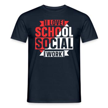 J’aime le travail social scolaire travailleur social scolaire - T-shirt homme - marine - Devant - AI Model Male 178 light (178cm)