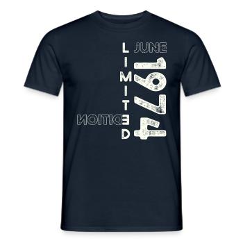 49th Birthday Man Original June Year 1974 - Men's T-Shirt - navy - Front - AI Model Male 178 light (178cm)