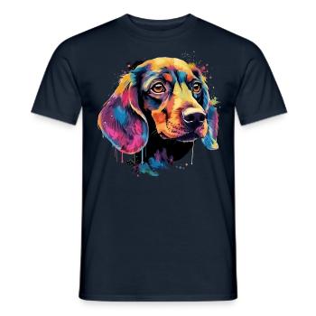 Dackel Hund Teckel Watercolor Art Hundekopf - Männer T-Shirt - Navy - Vorne - AI Model Male 178 light (178cm)