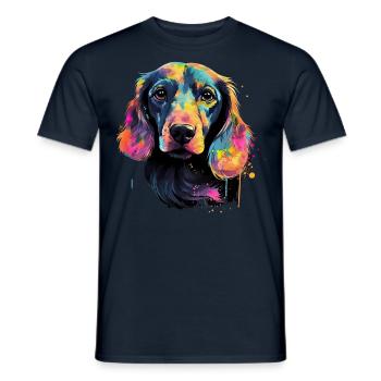 Dackel Hund Teckel Watercolor Art Hundekopf - Männer T-Shirt - Navy - Vorne - AI Model Male 178 light (178cm)