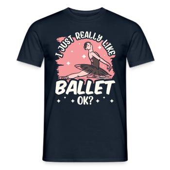 I just like ballet very much, dancer ballerina - Men's T-Shirt - navy - Front - AI Model Male 178 light (178cm)