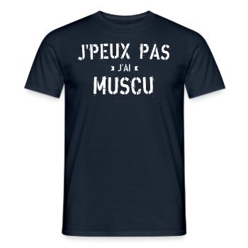 J peux pas j ai muscu - T-shirt homme - marine - Devant - AI Model Male 178 light (178cm)