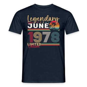 45ème Anniversaire Juin Millésime 1978 Légendaire - T-shirt homme - marine - Devant - AI Model Male 178 light (178cm)