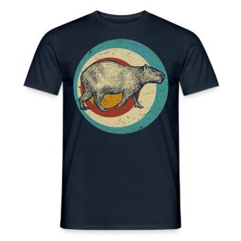 Capybara Wasserschwein retro Nagetier Tier lustig - Männer T-Shirt - Navy - Vorne - AI Model Male 178 light (178cm)