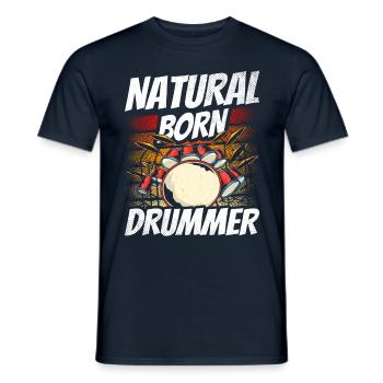 Un batteur né, batteur, batteur, kit de batterie - T-shirt homme - marine - Devant - AI Model Male 178 light (178cm)