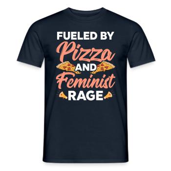 Driven by pizza and feminist anger - Men's T-Shirt - navy - Front - AI Model Male 178 light (178cm)